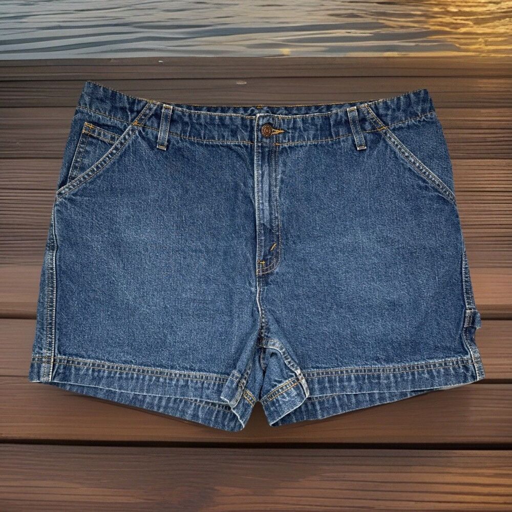 Levi’s Y2K Carpenter Shorts Womens 16 (W37) Dark Wash Utility Hammer Loop Cotton